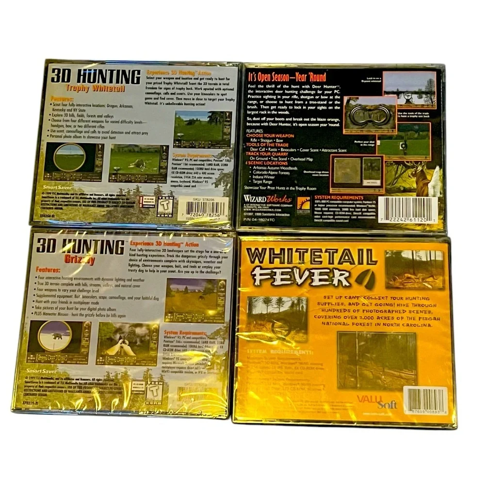 Vintage NWT 3D Hunting Whitetail Fever Deer Hunter Windows 95/98 PC Game Bundle